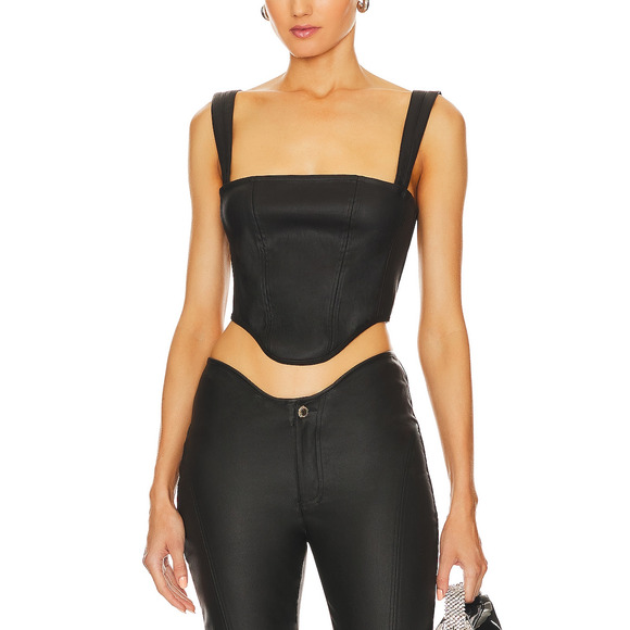 Retrofete 'Jaylee' Black Faux Leather Top Size S - Picture 1 of 5